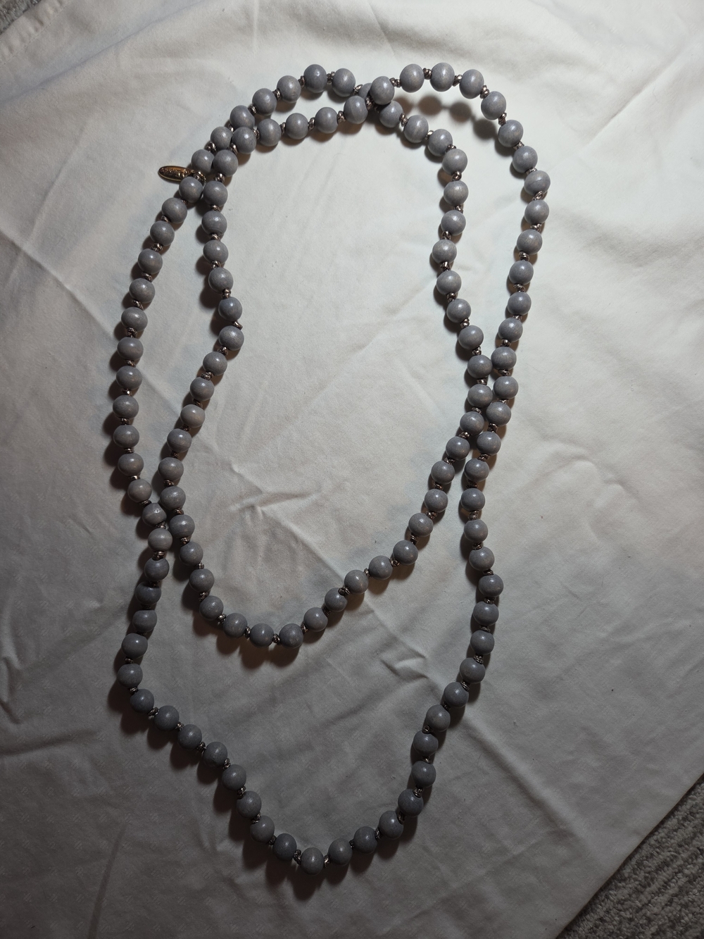 Plunder Gray Beaded Long Necklace